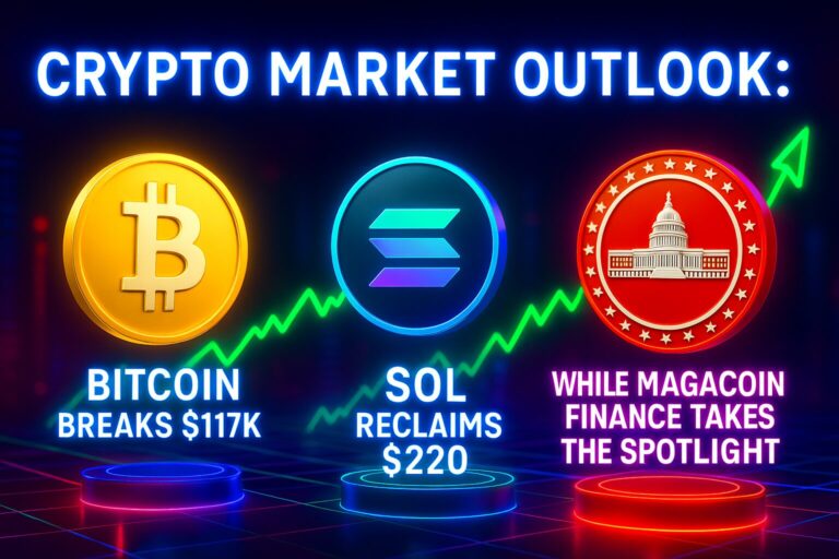 Crypto Market Outlook: Bitcoin Breaks $117K, SOL Reclaims $220, While MAGACOIN FINANCE Takes the Spotlight